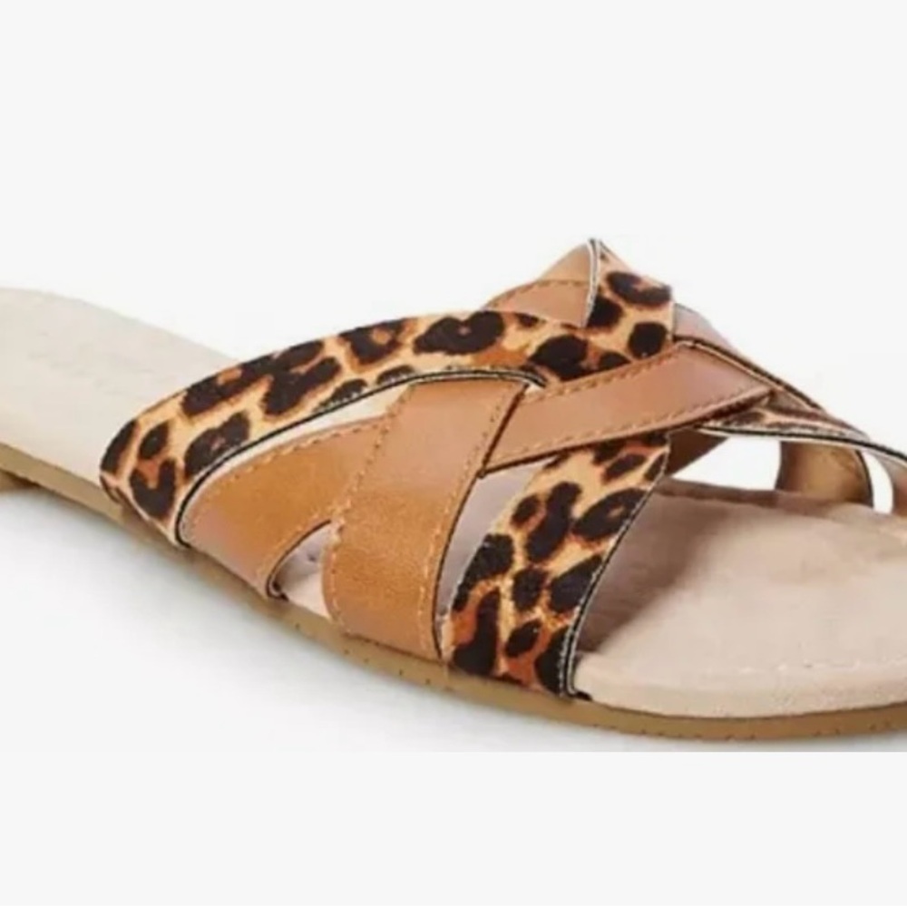 EUC Lauren Conrad Tan Sandals Criss-Cross Design
